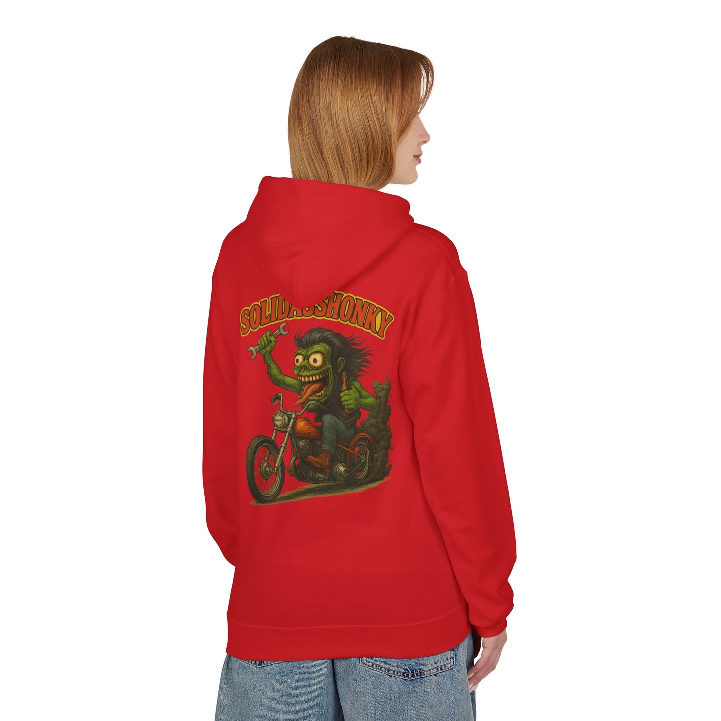 Motorcycle Hoodie — “Soldasshonky” Vintage Biker Graphic Pullover