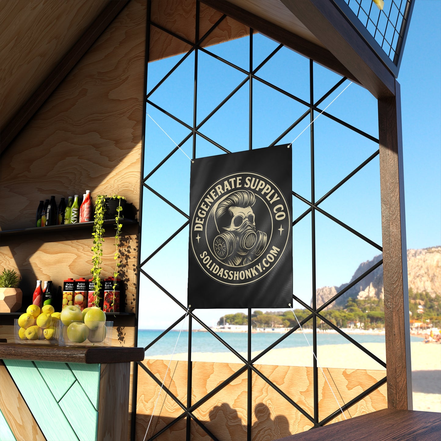 Matte Banner — 'Degenerate Supply Co' Logo Wall Banner (SolidAssHonky.com)