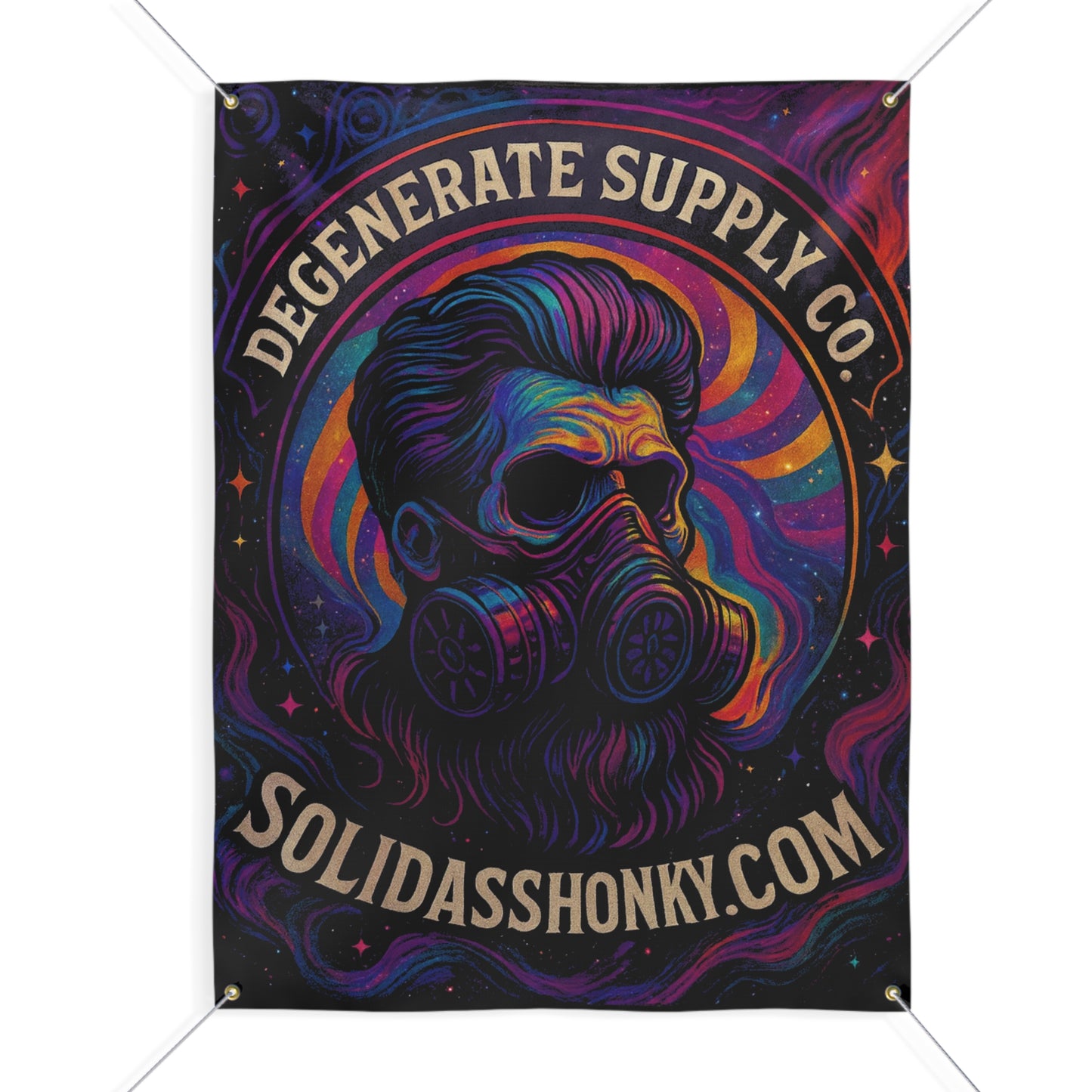 Matte Banner — Degenerate Supply Co. Gas Mask Skull Poster (solidasshonky.com)