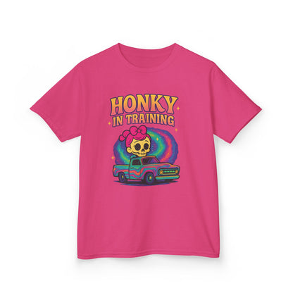 Kids T-Shirt — "Honky in Training" Retro Skull Car Graphic