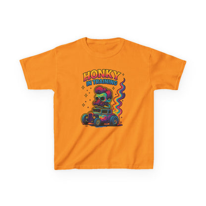 Kids T-Shirt — "Honky in Training" Colorful Racing Skull Graphic Tee