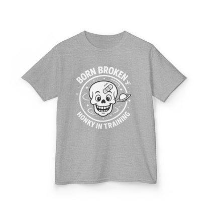 Kids Tee — 'Born Broken, Made in Training' Skull Graphic