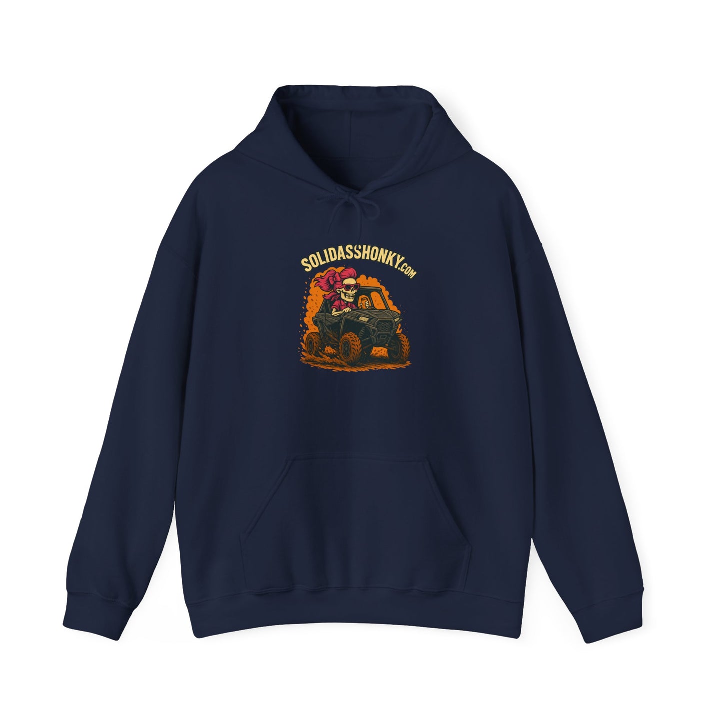 SolidassHonky Women's UTV Hoodie – 'Skull & Shovel' Vintage Racing Graphic