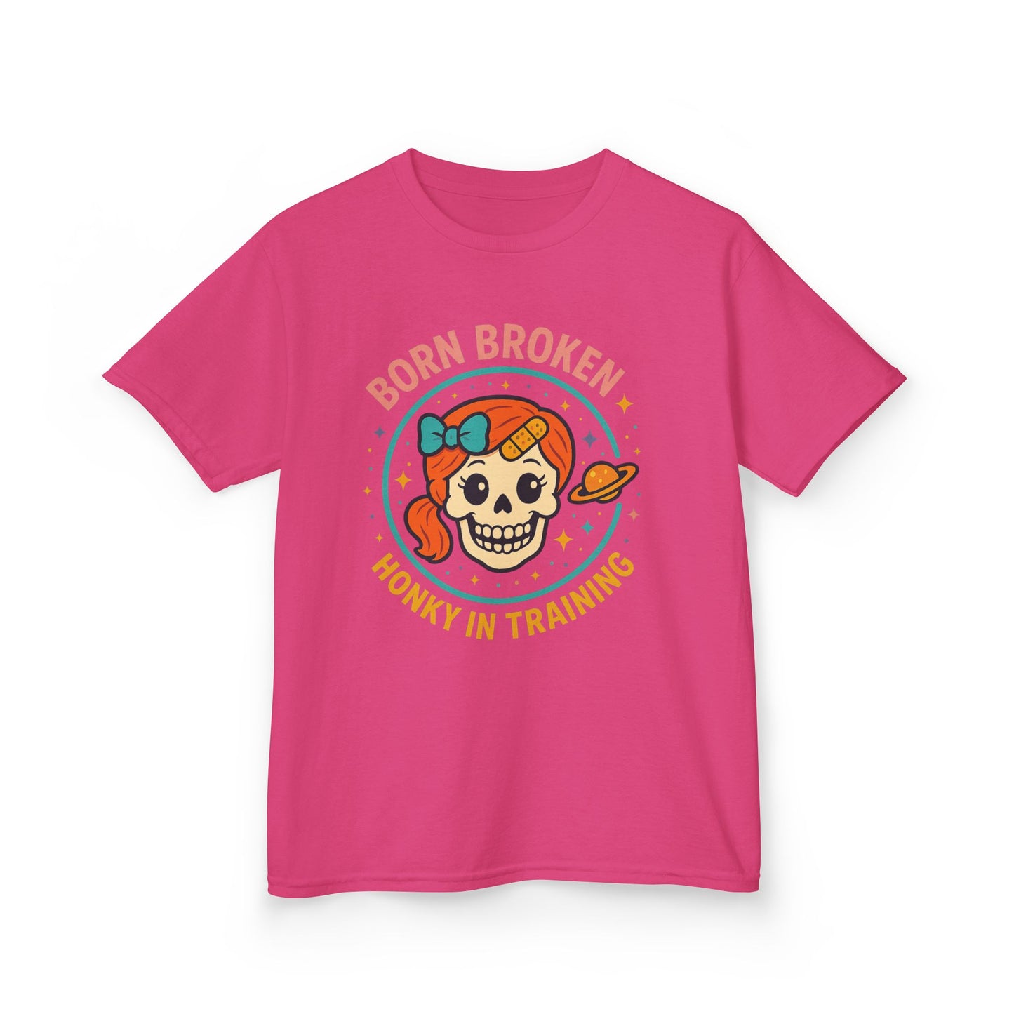 Kids Tee — "Born Broken, Honky in Training" Skull Graphic