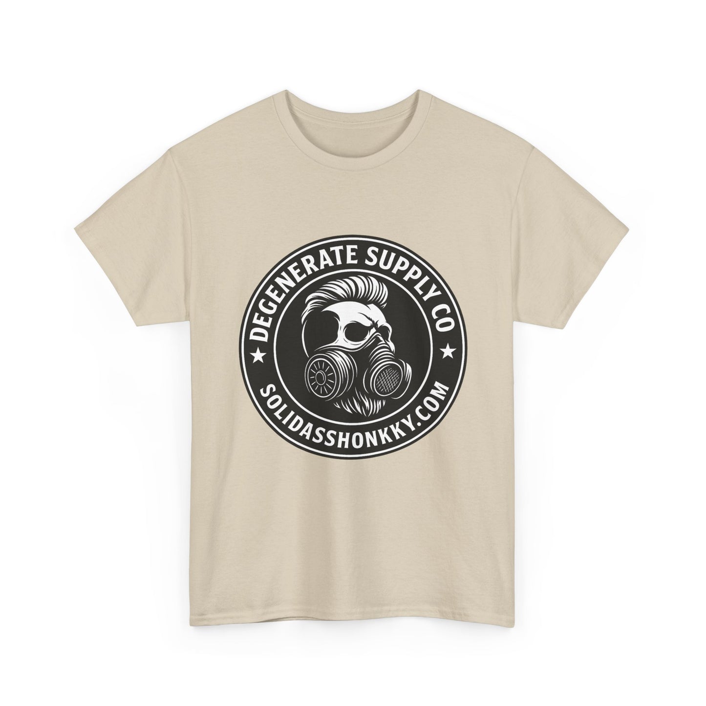 Gas Mask Skull Logo Tee — "Degenerate Supply Co" Streetwear T-Shirt