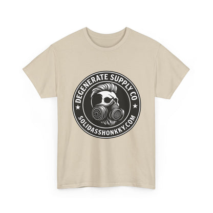 Gas Mask Skull Logo Tee — "Degenerate Supply Co" Streetwear T-Shirt