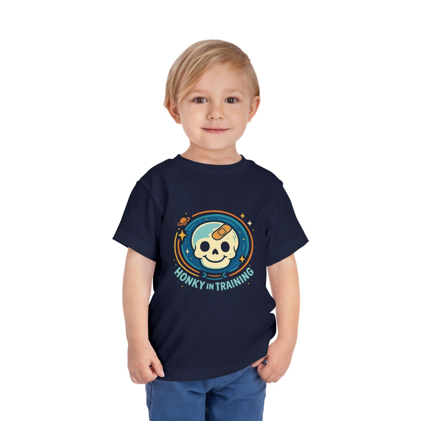 Toddler Tee — "Honky in Training" Cute Skull Space Graphic