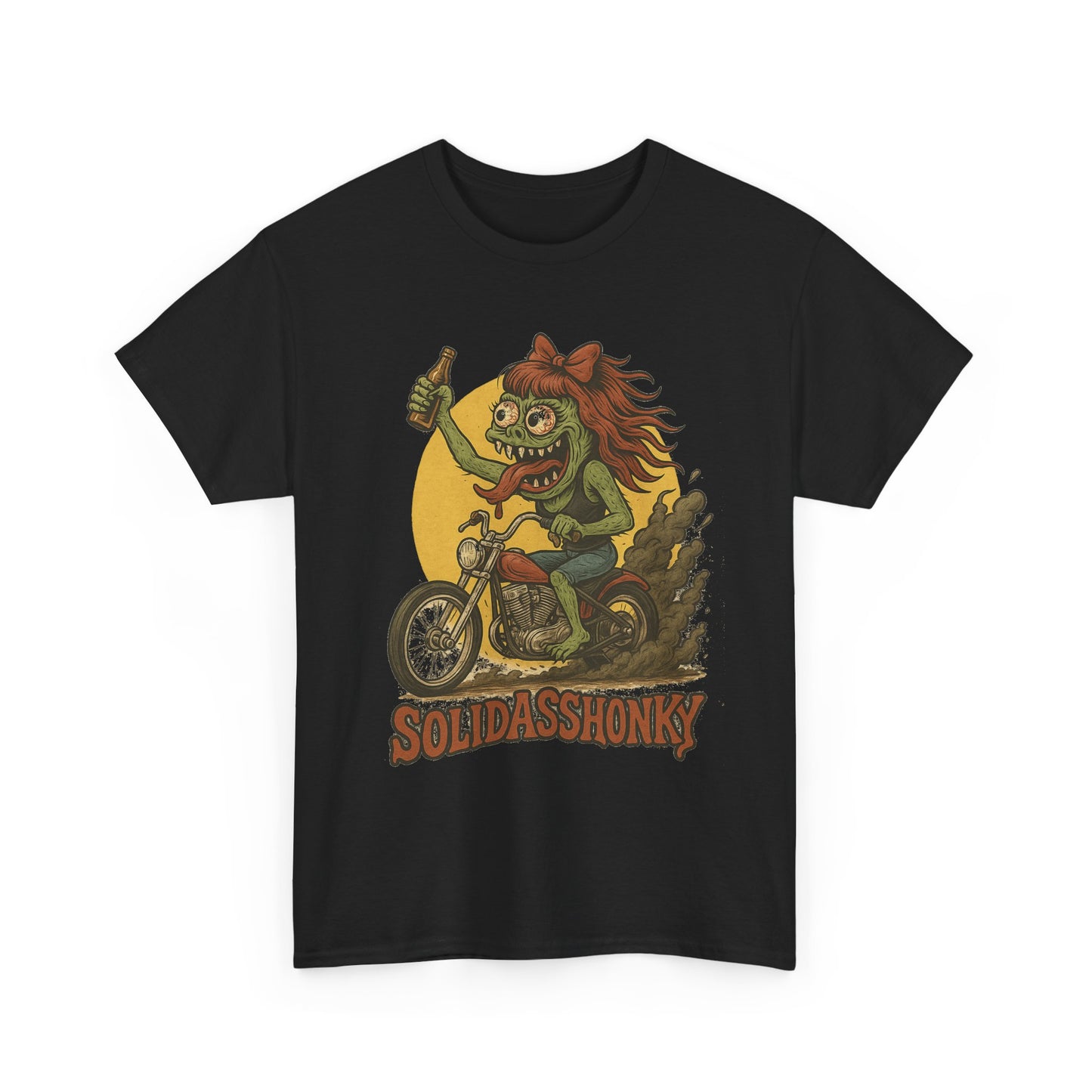 Motorcycle Monster Tee — "Solidasshonky" Retro Biker Graphic Shirt