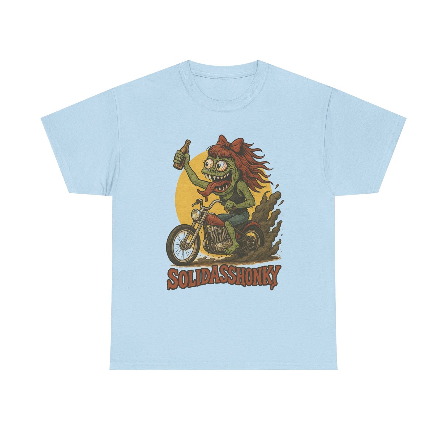 Motorcycle Monster Tee — "Solidasshonky" Retro Biker Graphic Shirt