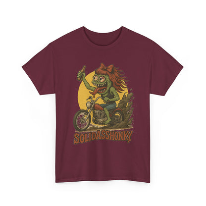 Motorcycle Monster Tee — "Solidasshonky" Retro Biker Graphic Shirt