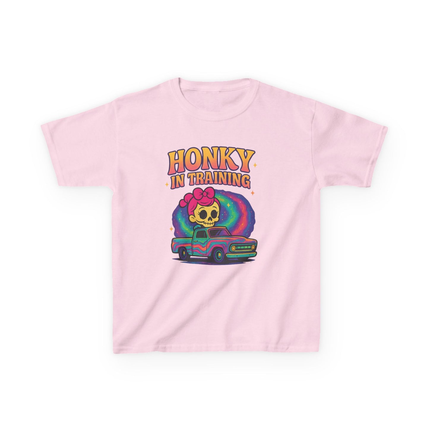 Kids T-Shirt — "Honky in Training" Retro Skull Car Graphic