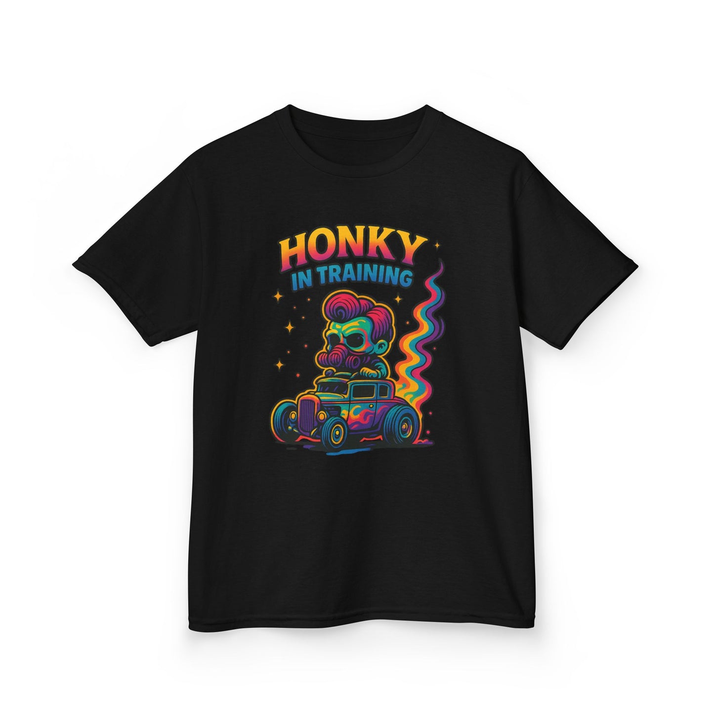 Kids T-Shirt — "Honky in Training" Colorful Racing Skull Graphic Tee