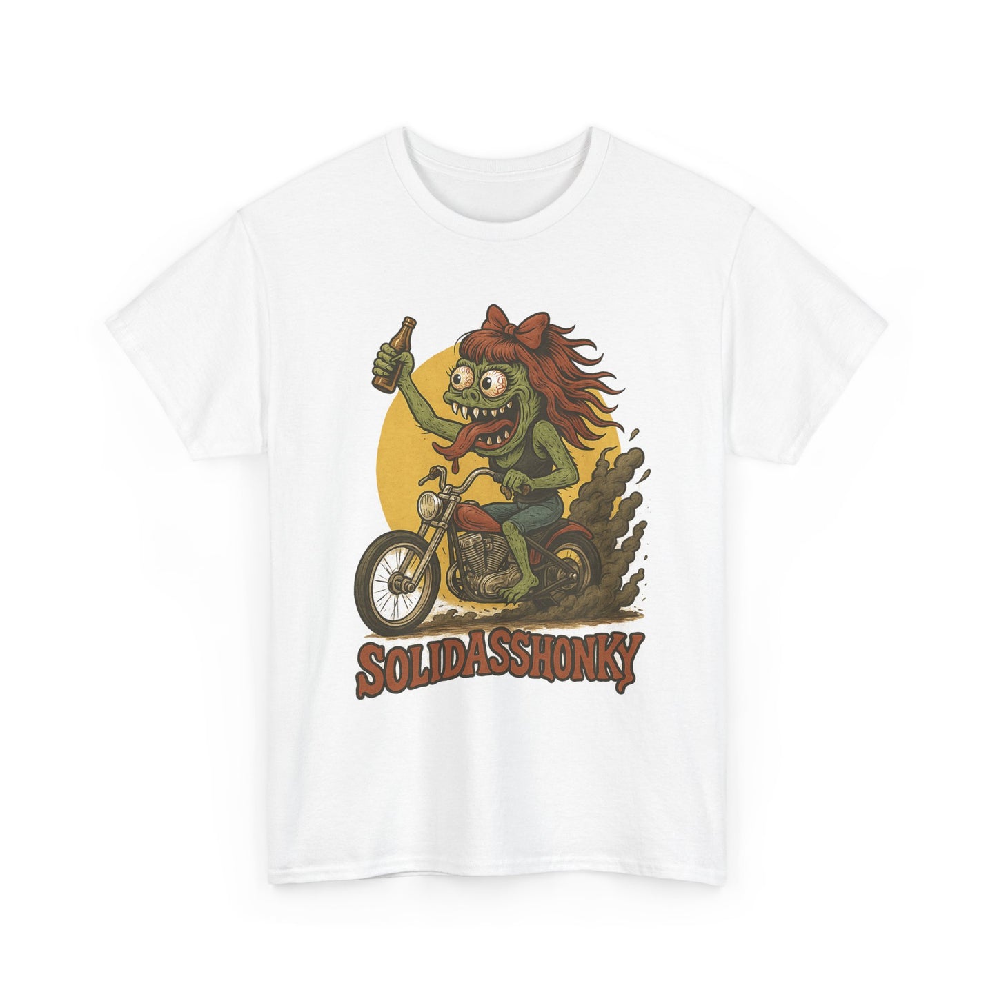 Motorcycle Monster Tee — "Solidasshonky" Retro Biker Graphic Shirt