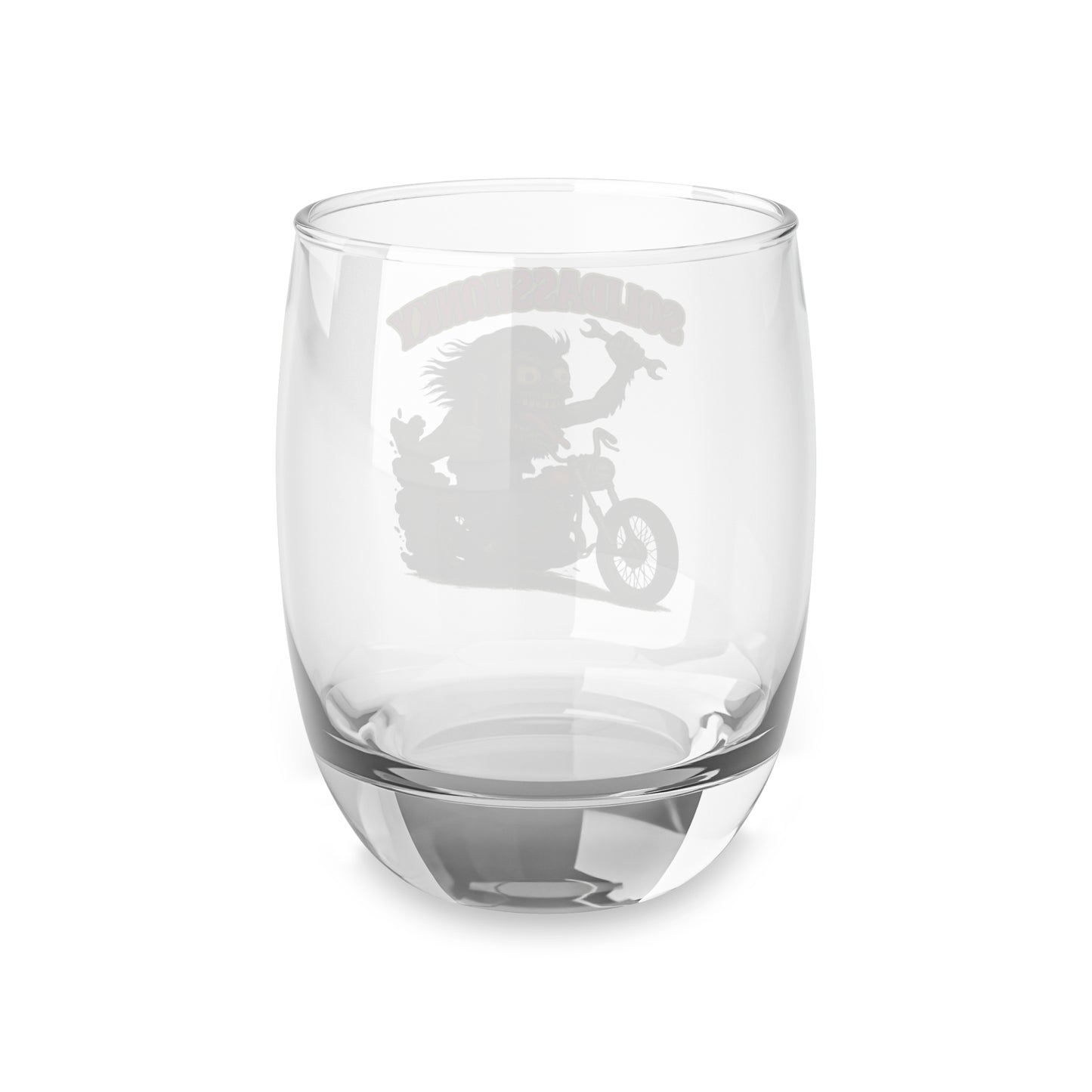 Rat Fink Biker Whiskey Glass — "Solidasshonky" Retro Motorcycle Rocks Tumbler