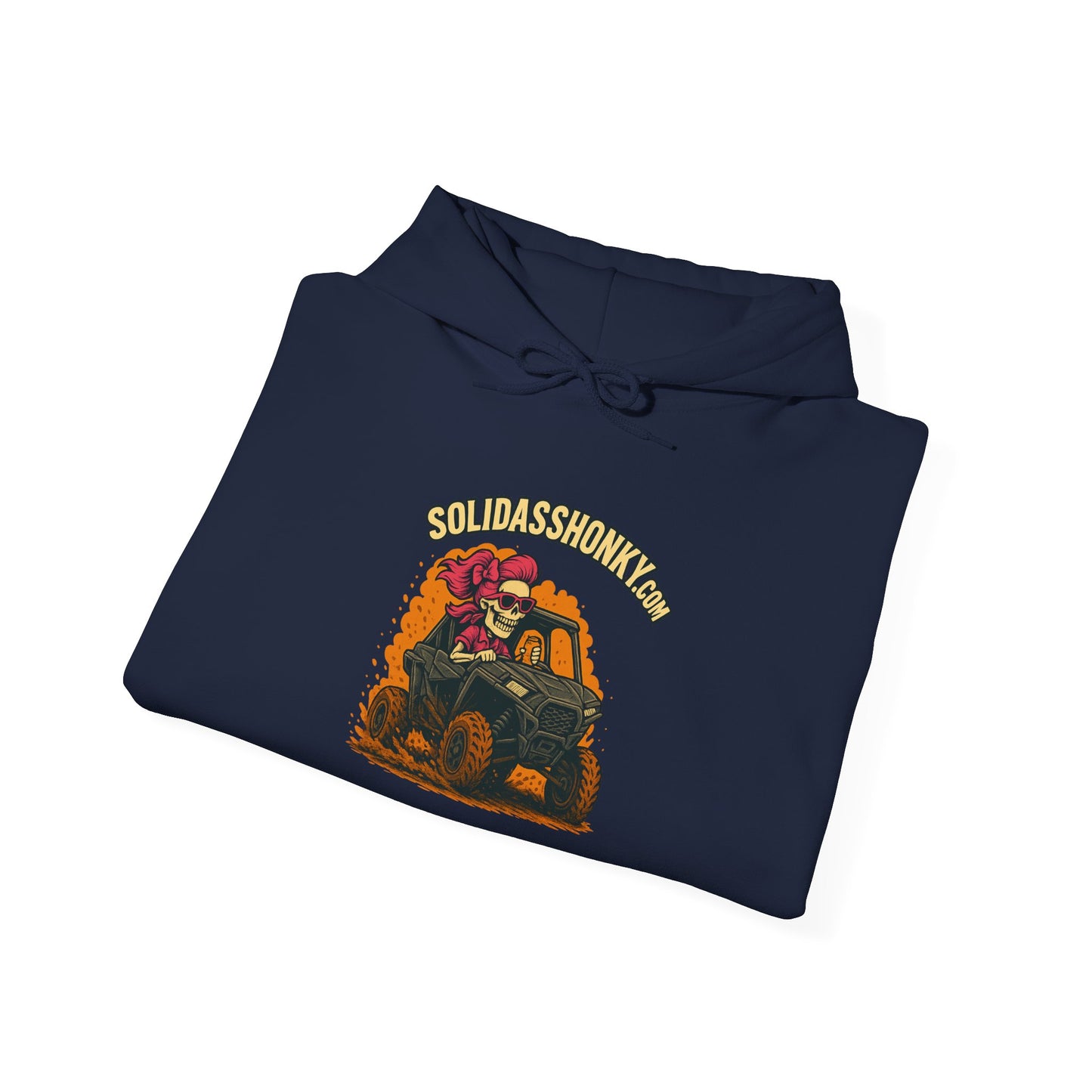 SolidassHonky Women's UTV Hoodie – 'Skull & Shovel' Vintage Racing Graphic