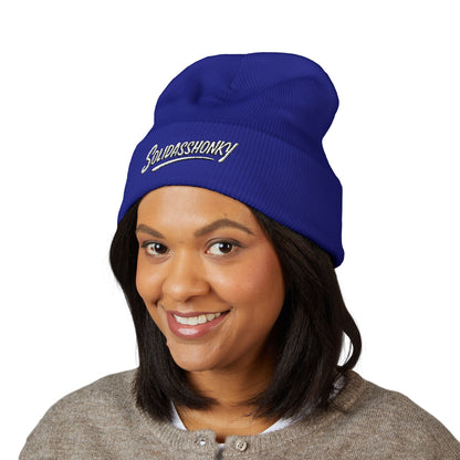 Embroidered "Solidasshonky" Classic Cuffed Beanie — Cozy Retro Script Knit Hat