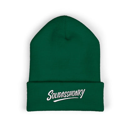 Embroidered "Solidasshonky" Classic Cuffed Beanie — Cozy Retro Script Knit Hat