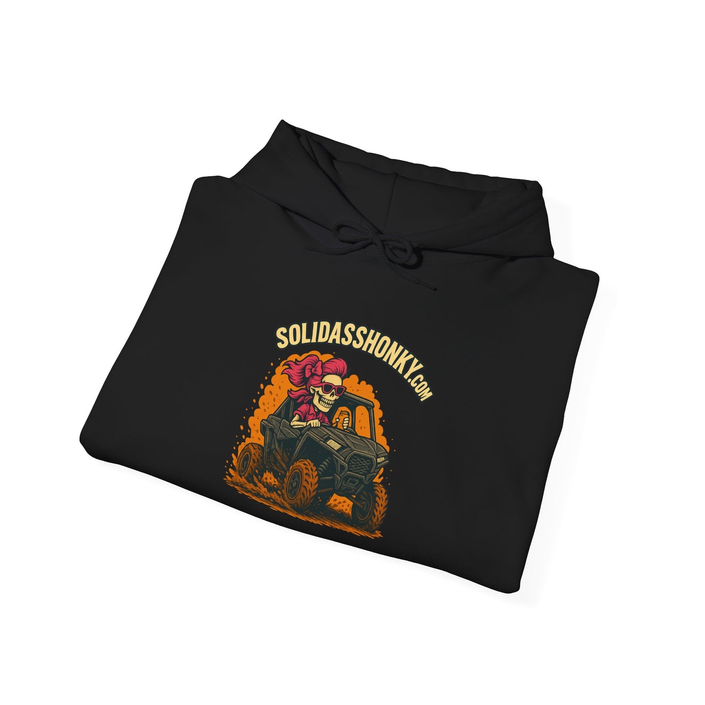SolidassHonky Women's UTV Hoodie – 'Skull & Shovel' Vintage Racing Graphic