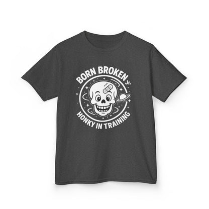 Kids Tee — 'Born Broken, Made in Training' Skull Graphic