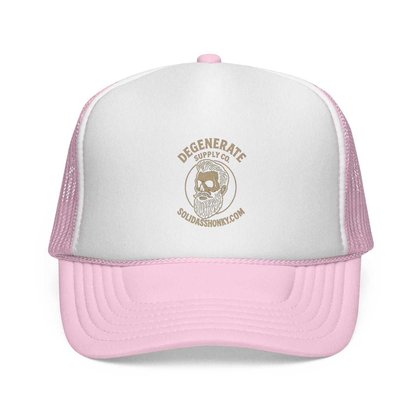 Degenerate Supply Co. Trucker Hat — Vintage Skull Logo Mesh Cap