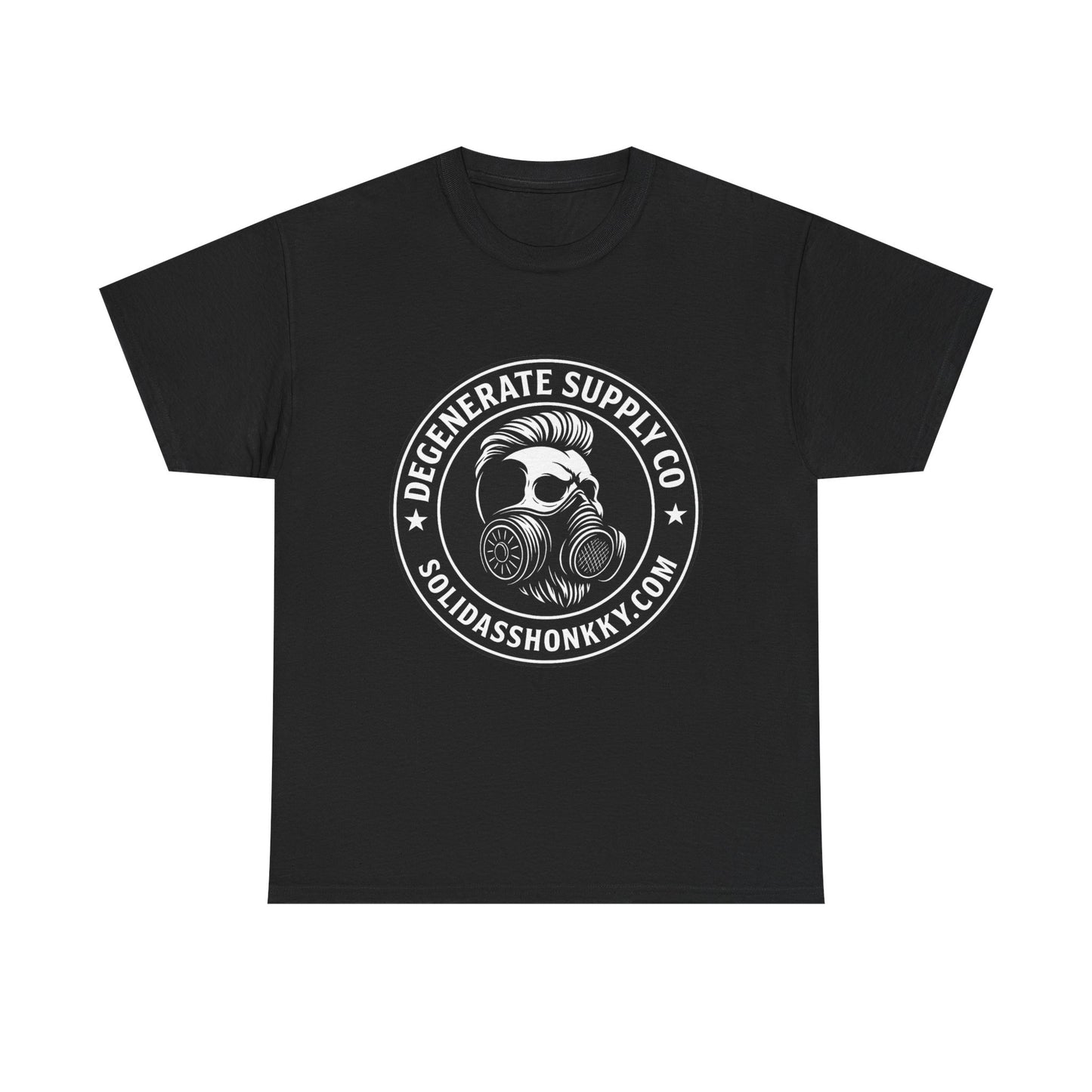 Gas Mask Skull Logo Tee — "Degenerate Supply Co" Streetwear T-Shirt