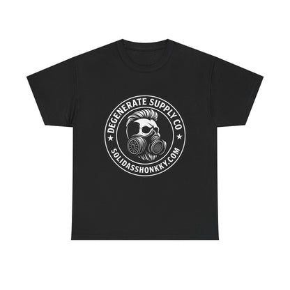 Gas Mask Skull Logo Tee — "Degenerate Supply Co" Streetwear T-Shirt