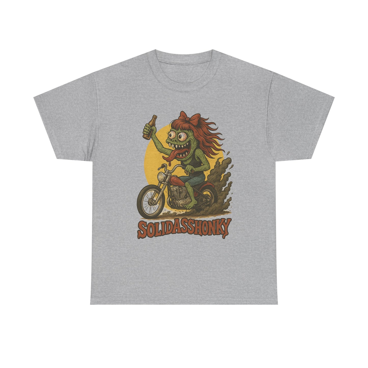 Motorcycle Monster Tee — "Solidasshonky" Retro Biker Graphic Shirt