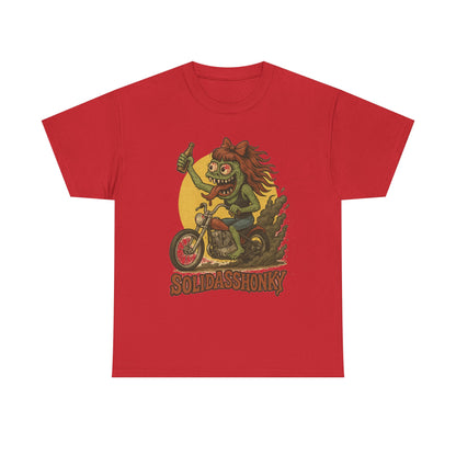 Motorcycle Monster Tee — "Solidasshonky" Retro Biker Graphic Shirt