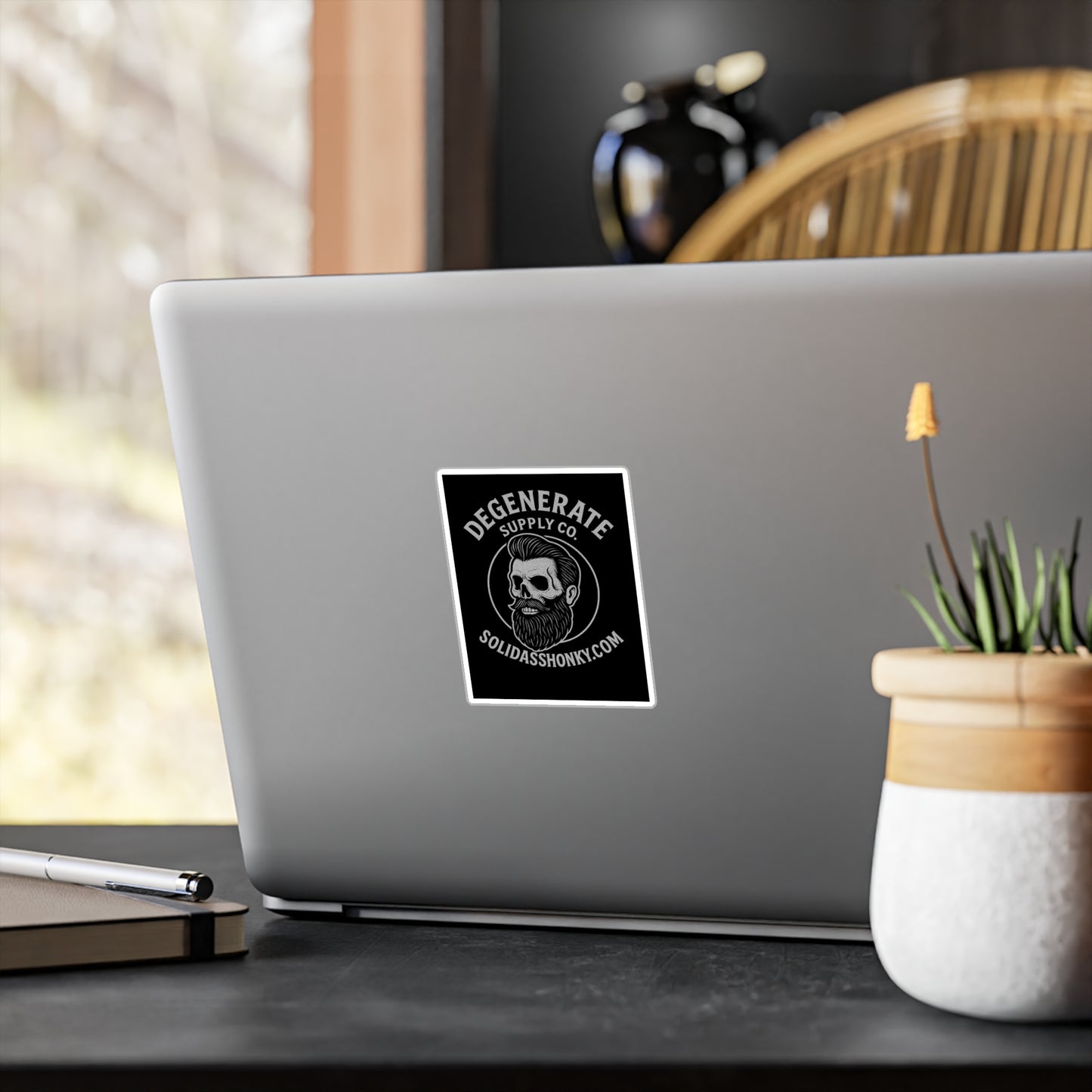 Degenerate Supply Co. Skull Beard Sticker — Kiss-Cut Vinyl Decal