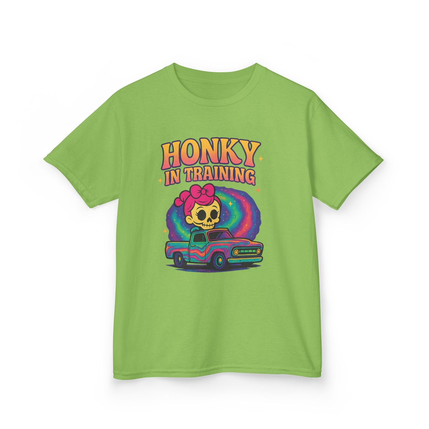 Kids T-Shirt — "Honky in Training" Retro Skull Car Graphic