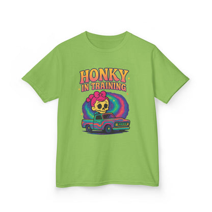 Kids T-Shirt — "Honky in Training" Retro Skull Car Graphic