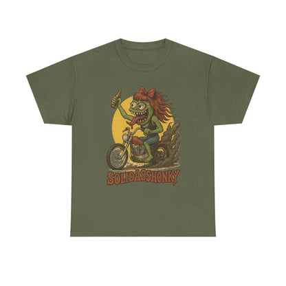 Motorcycle Monster Tee — "Solidasshonky" Retro Biker Graphic Shirt