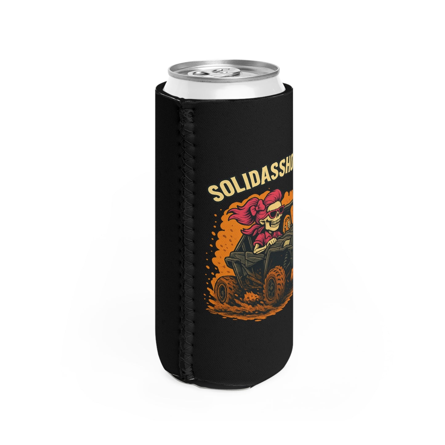 SolidAssHonky Off-Road Slim Can Cooler – Skull Rider UTV Drink Koozie