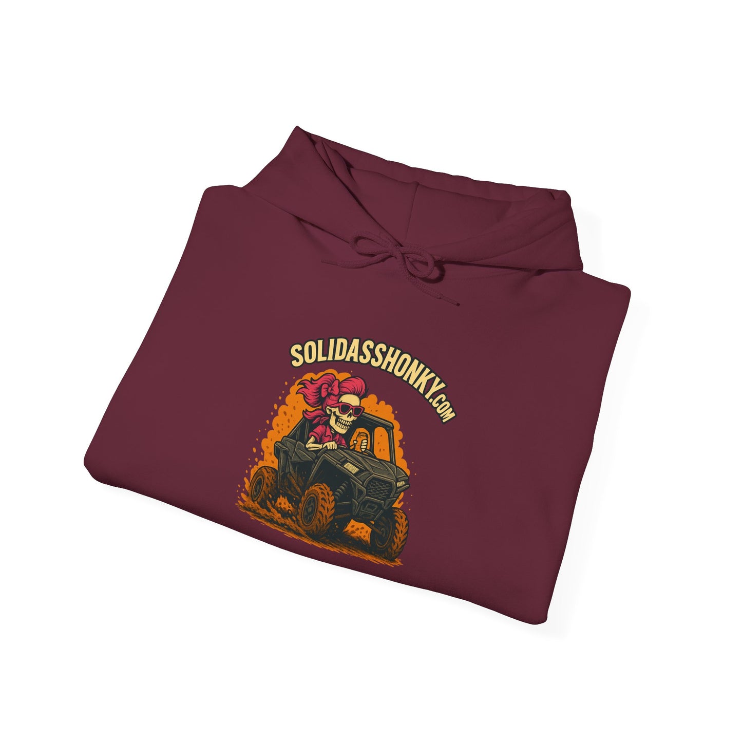 SolidassHonky Women's UTV Hoodie – 'Skull & Shovel' Vintage Racing Graphic