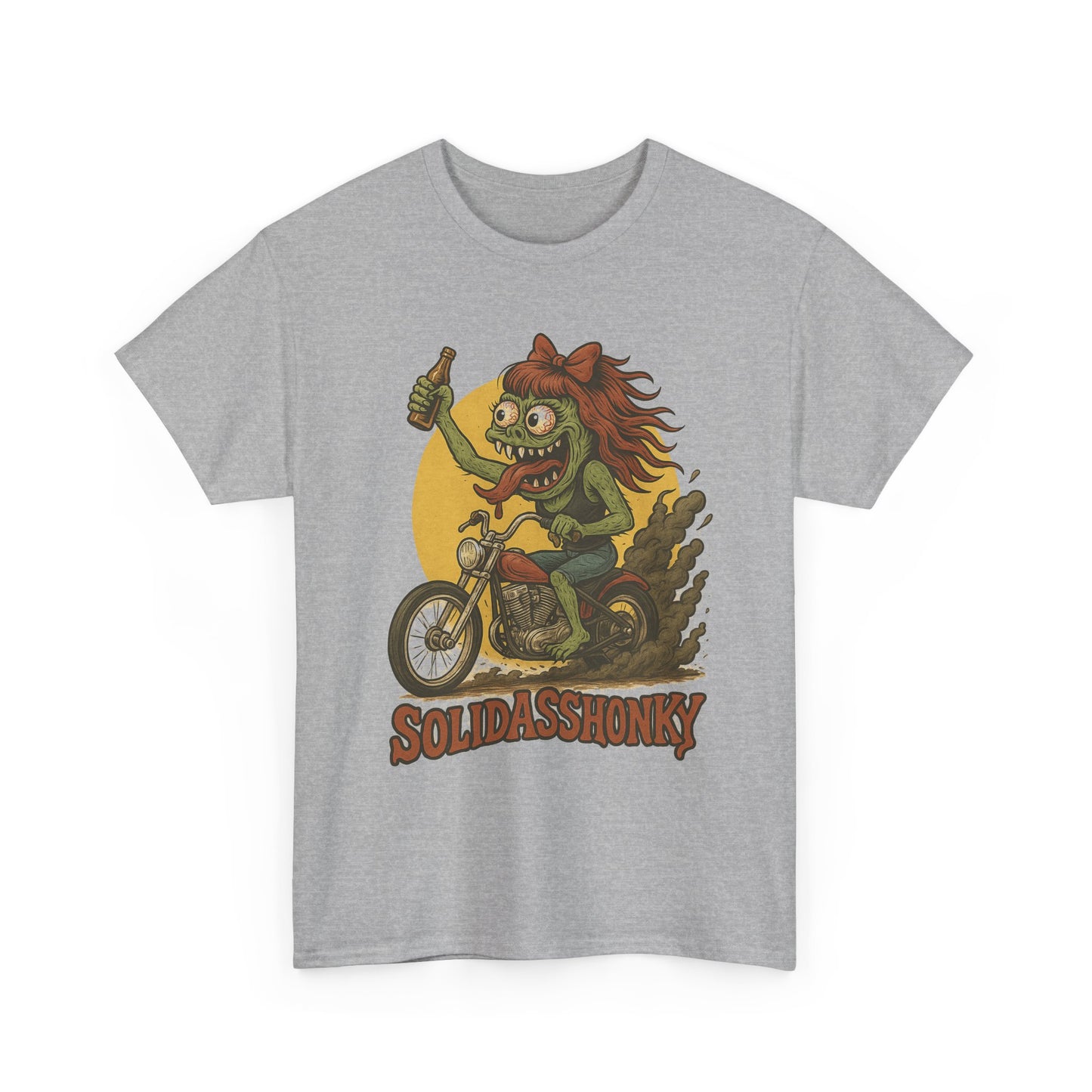 Motorcycle Monster Tee — "Solidasshonky" Retro Biker Graphic Shirt