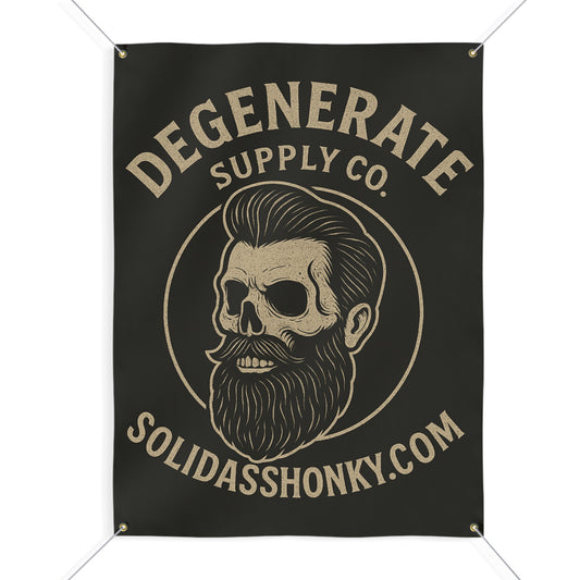 Degenerate Supply Co. Matte Banner – Skull Beard Retro Wall Flag (solidasshonky.com)
