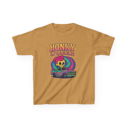 Kids T-Shirt — "Honky in Training" Retro Skull Car Graphic