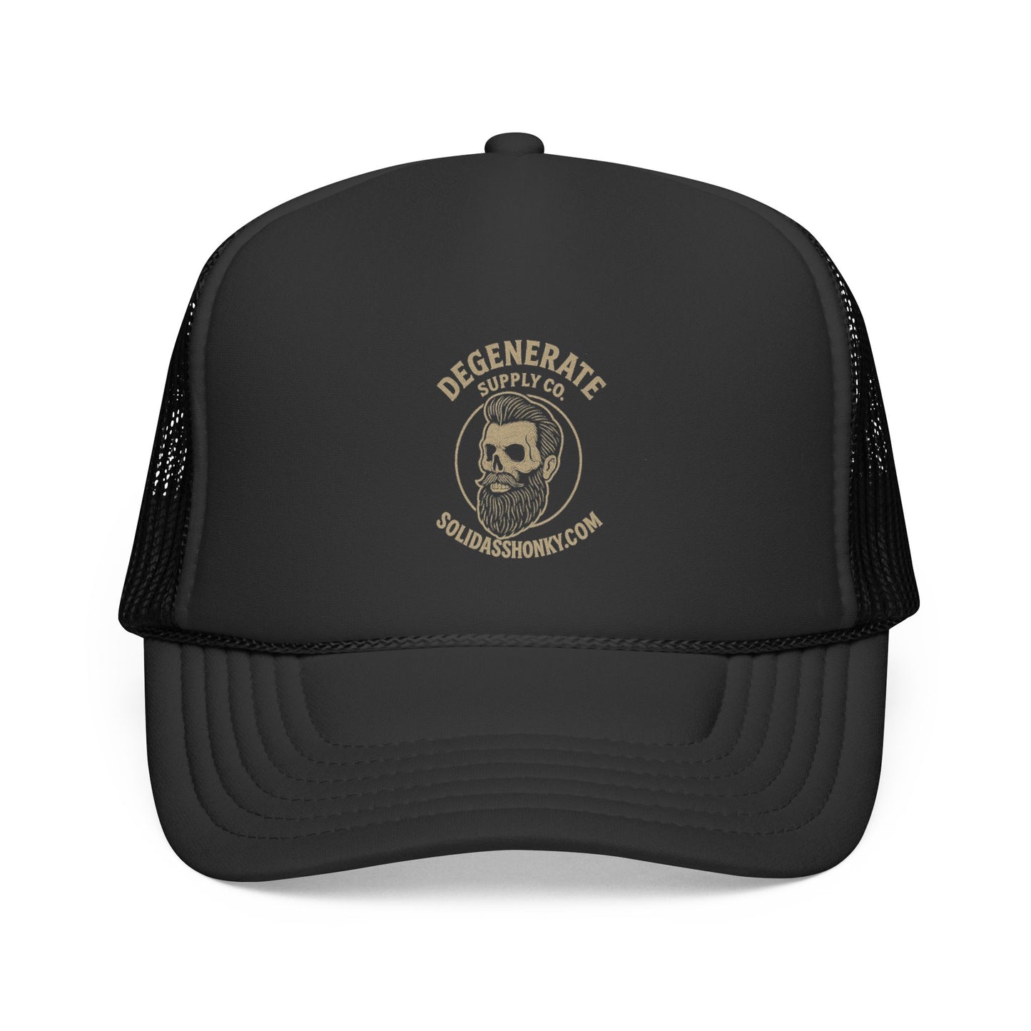 Degenerate Supply Co. Trucker Hat — Vintage Skull Logo Mesh Cap