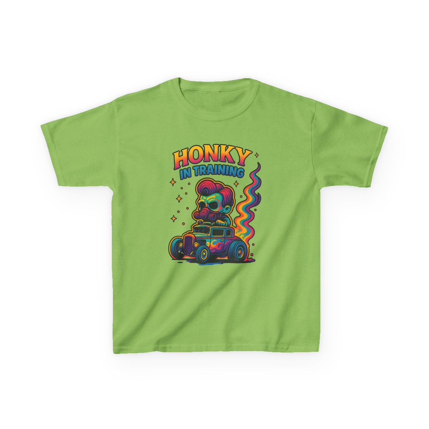 Kids T-Shirt — "Honky in Training" Colorful Racing Skull Graphic Tee