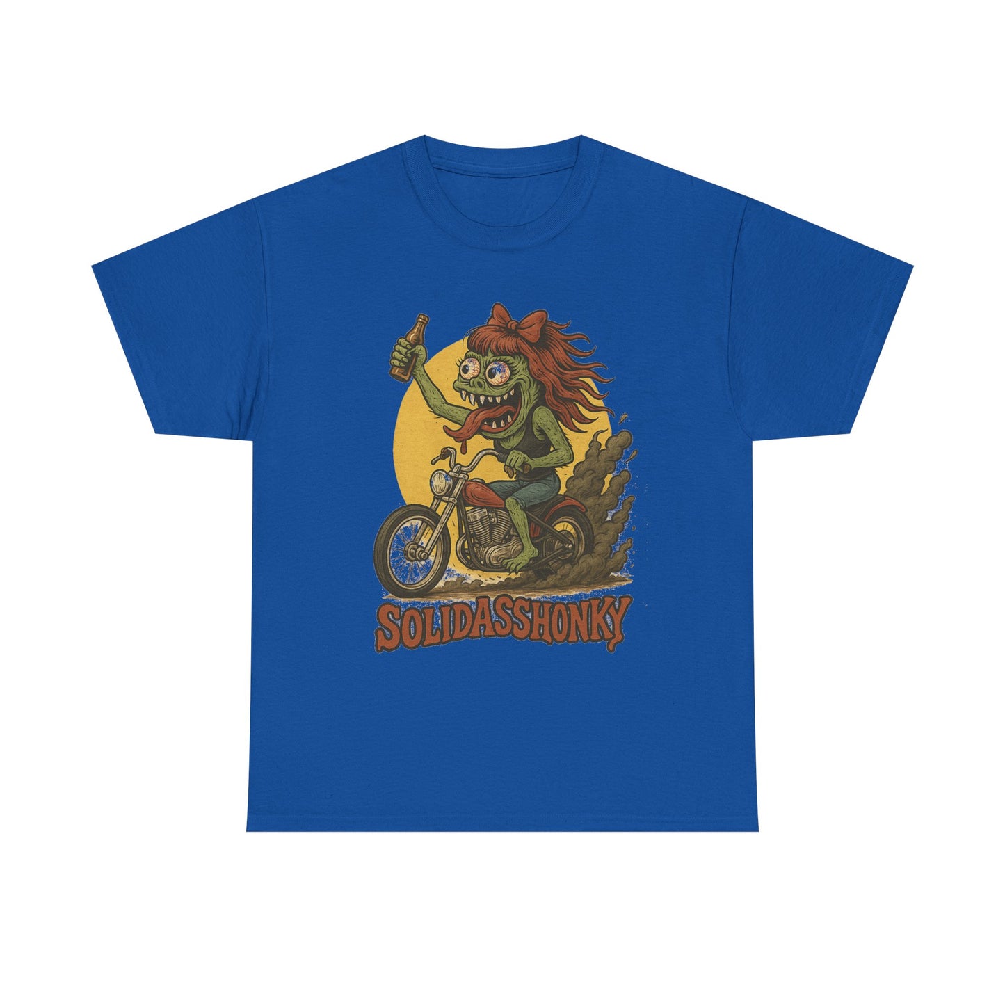 Motorcycle Monster Tee — "Solidasshonky" Retro Biker Graphic Shirt
