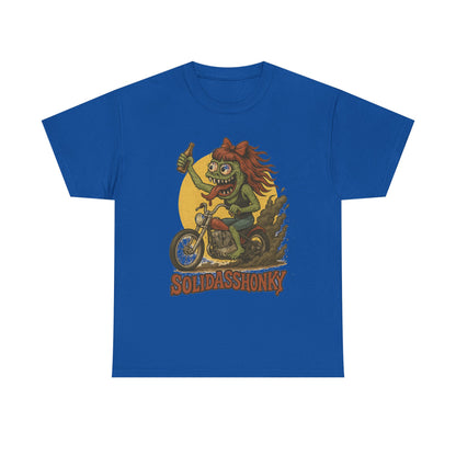 Motorcycle Monster Tee — "Solidasshonky" Retro Biker Graphic Shirt