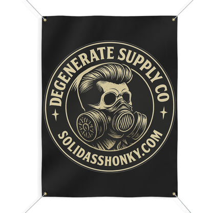Matte Banner — 'Degenerate Supply Co' Logo Wall Banner (SolidAssHonky.com)