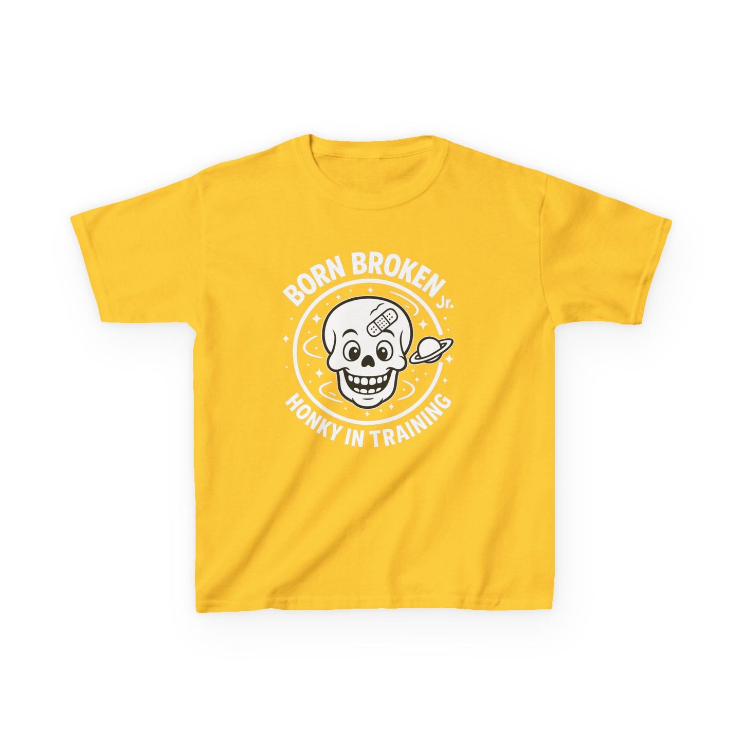 Kids Tee — 'Born Broken, Made in Training' Skull Graphic