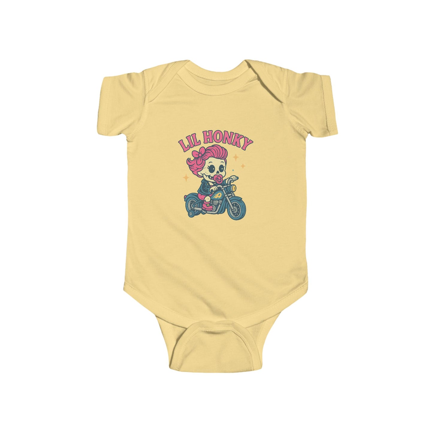 Infant Bodysuit - "Lil Honey" Motorcycle Skull Retro Baby Onesie