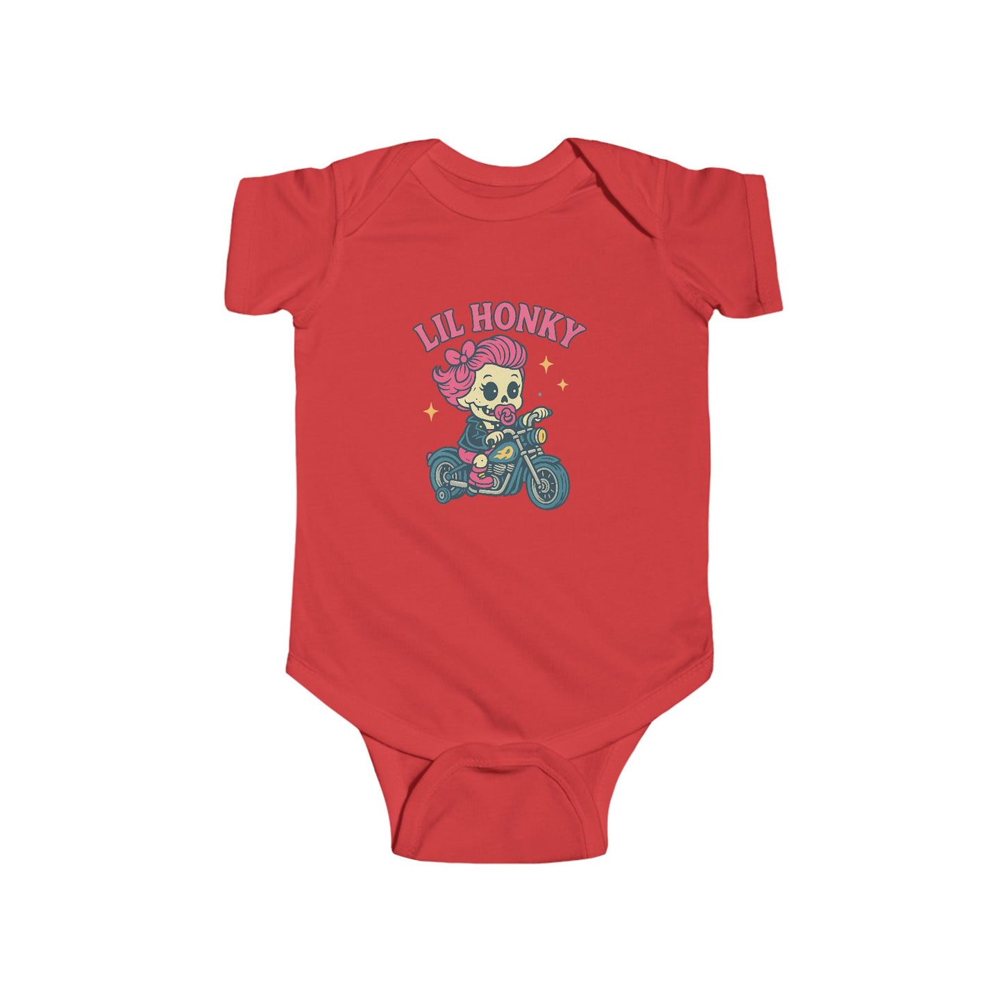 Infant Bodysuit - "Lil Honey" Motorcycle Skull Retro Baby Onesie