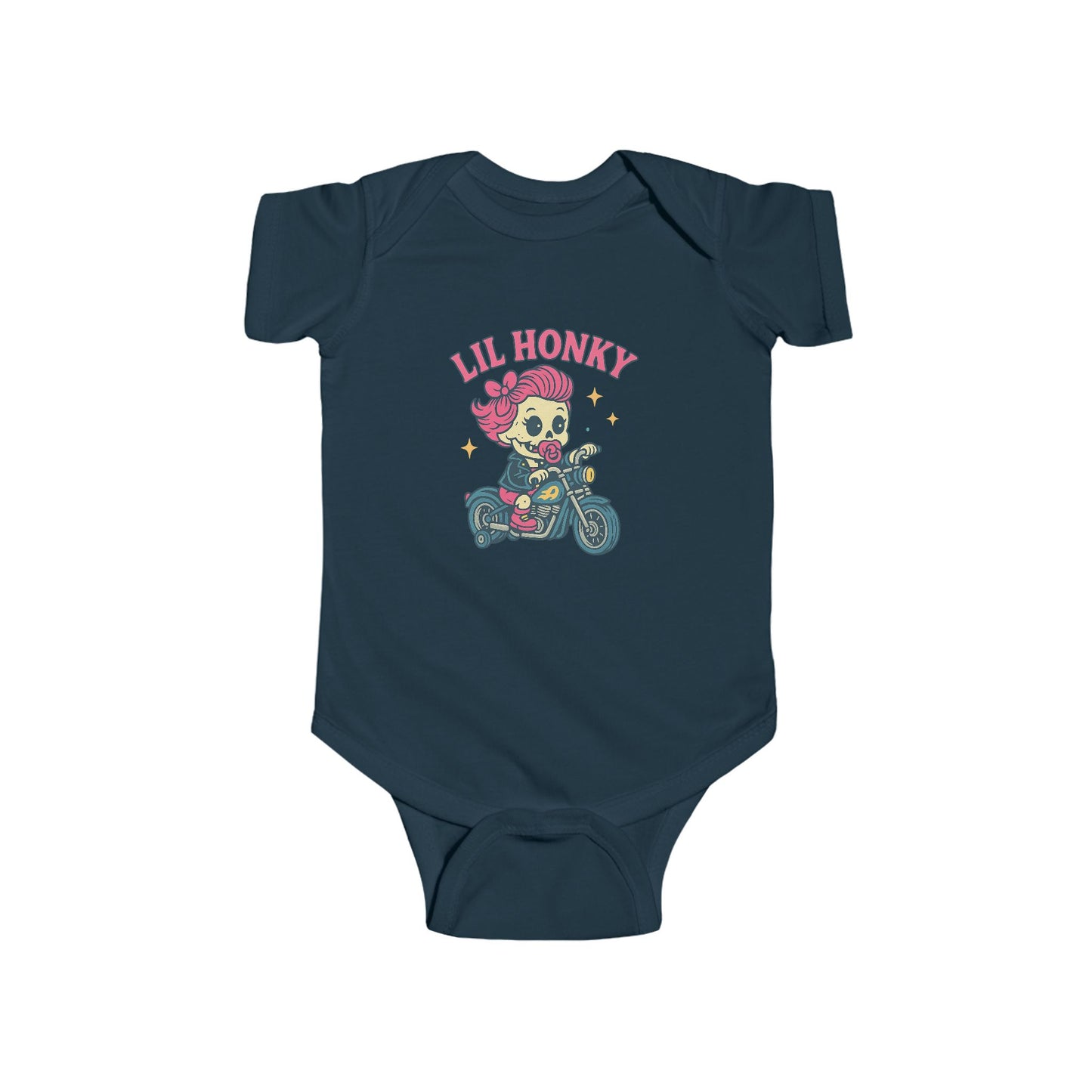 Infant Bodysuit - "Lil Honey" Motorcycle Skull Retro Baby Onesie