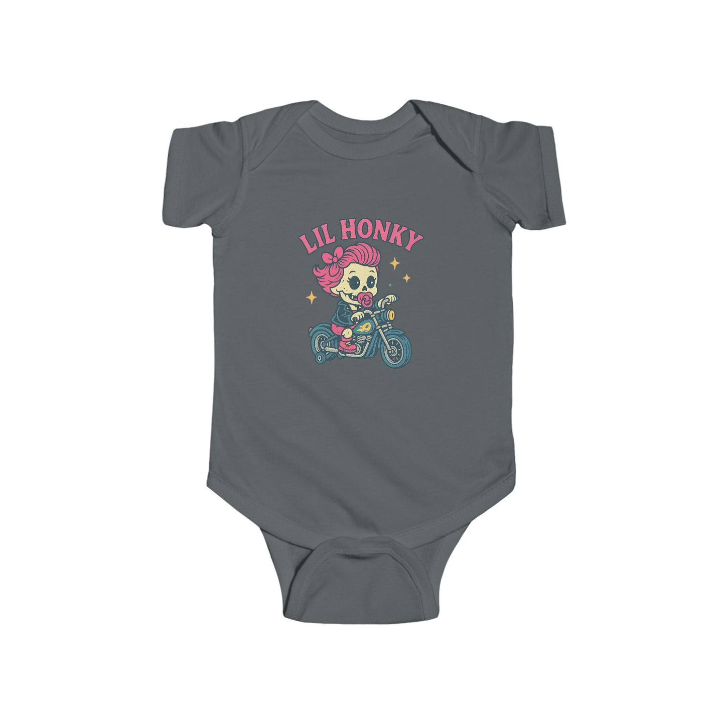 Infant Bodysuit - "Lil Honey" Motorcycle Skull Retro Baby Onesie