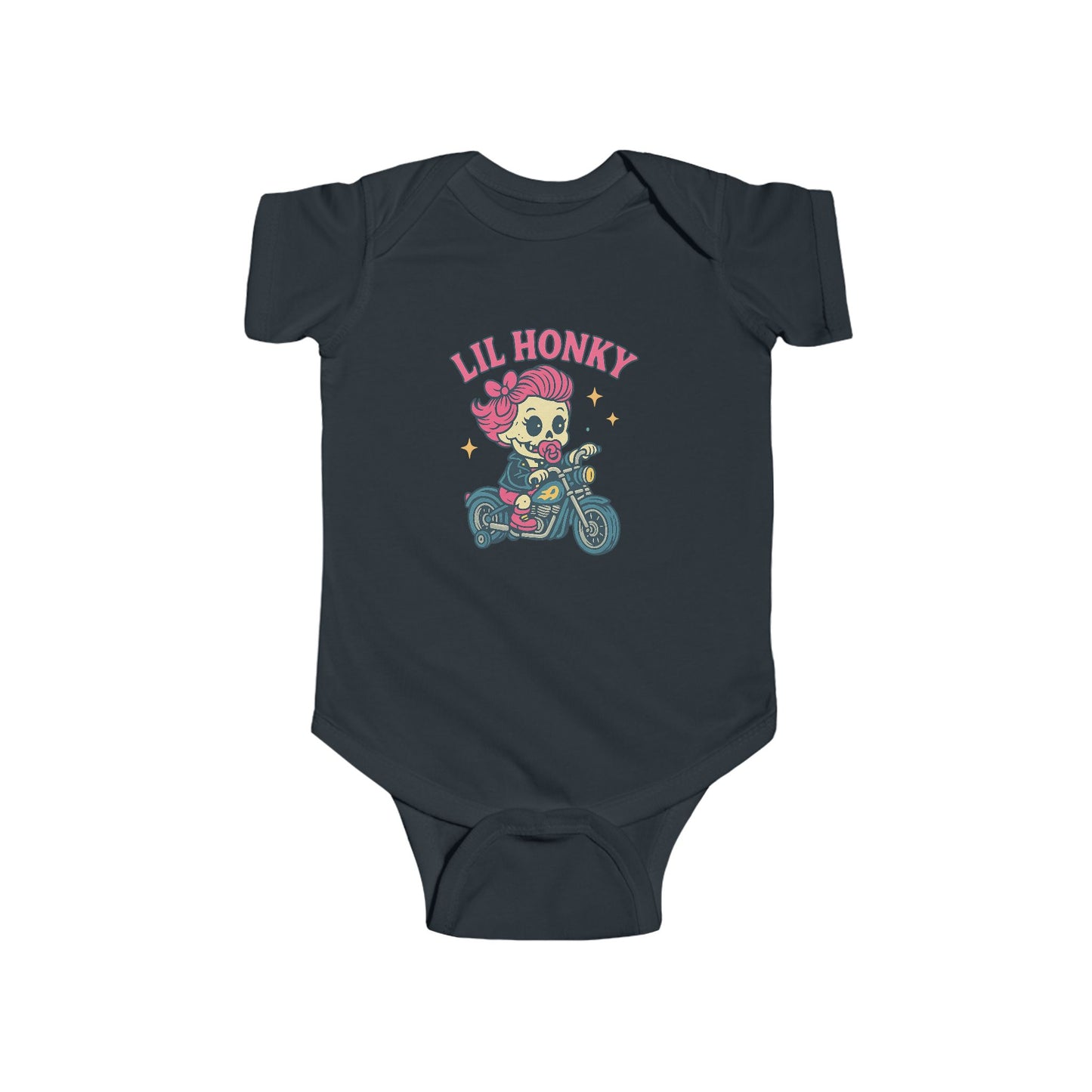 Infant Bodysuit - "Lil Honey" Motorcycle Skull Retro Baby Onesie