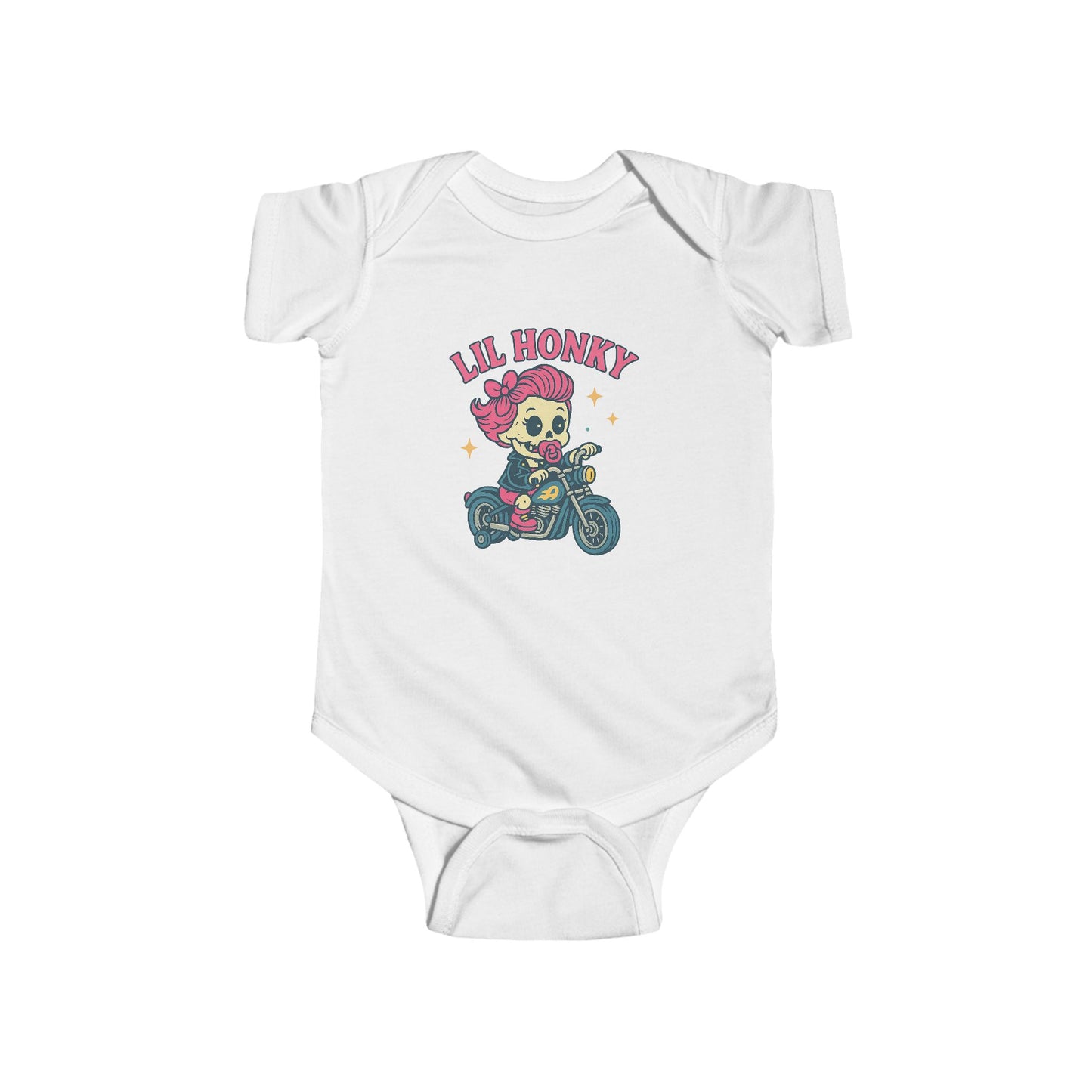 Infant Bodysuit - "Lil Honey" Motorcycle Skull Retro Baby Onesie