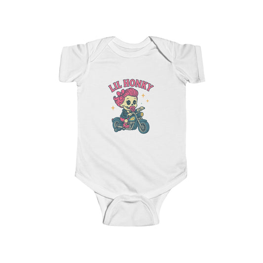 Infant Bodysuit - "Lil Honey" Motorcycle Skull Retro Baby Onesie